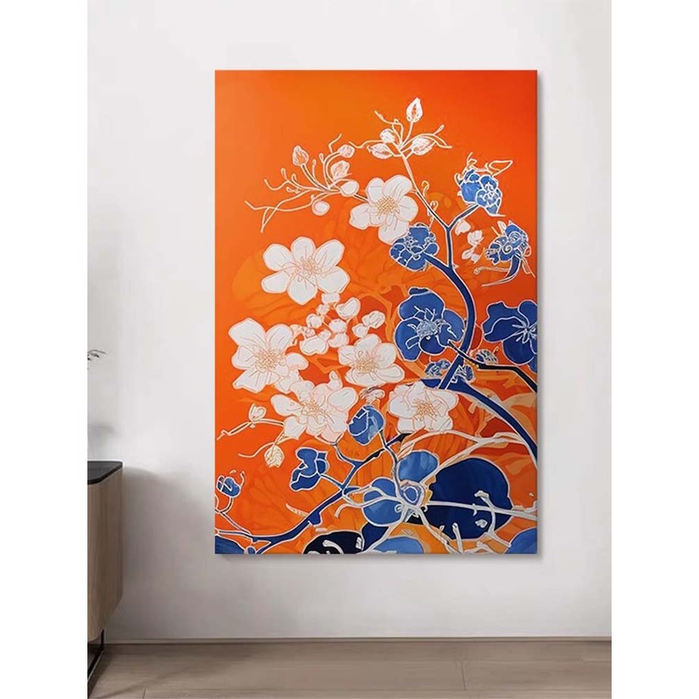 法式轻奢高级彩色抽象花卉客厅装饰画肌理感画植物玄关别墅墙壁画图片