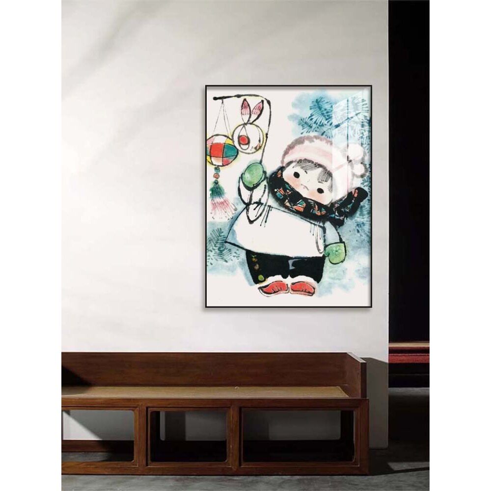 新中式七八十年代中国传统童画复古装饰画卧室壁画