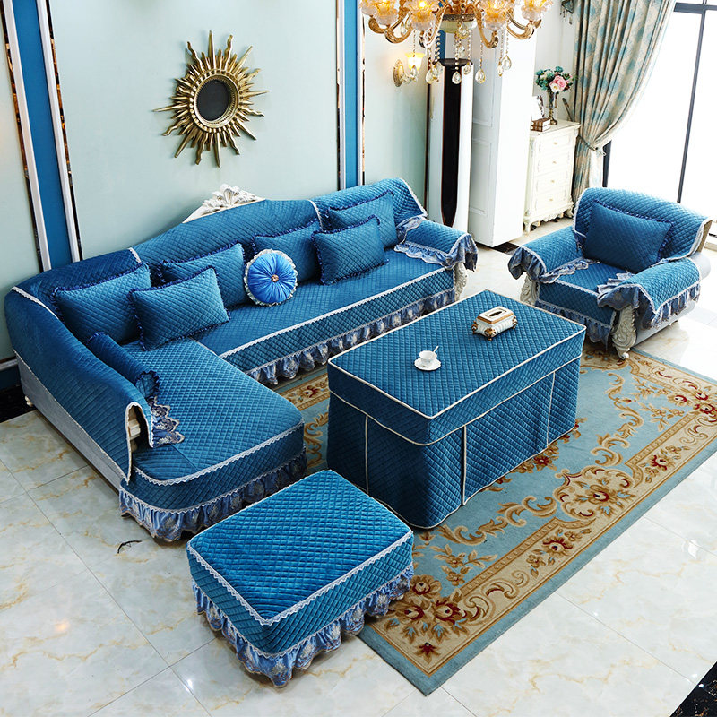 欧式沙发套罩U型 靠背巾全包加厚毛绒荷兰绒防滑简欧全盖沙发垫套