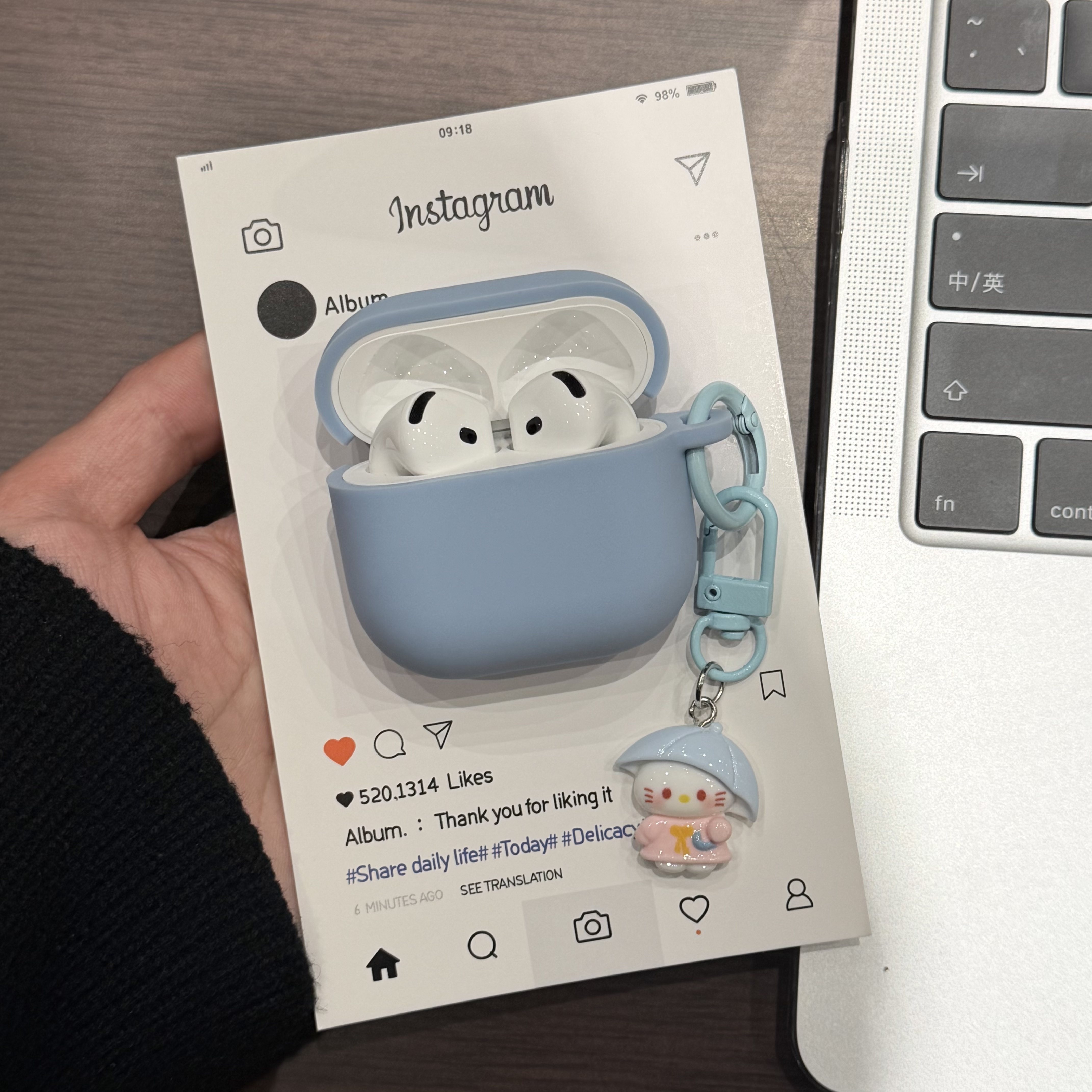奶雾蓝适用于苹果耳机airpods4保护套airpodspro3耳机壳airpodspro1/2硅胶软壳连体保护壳防摔挂绳防丢防尘