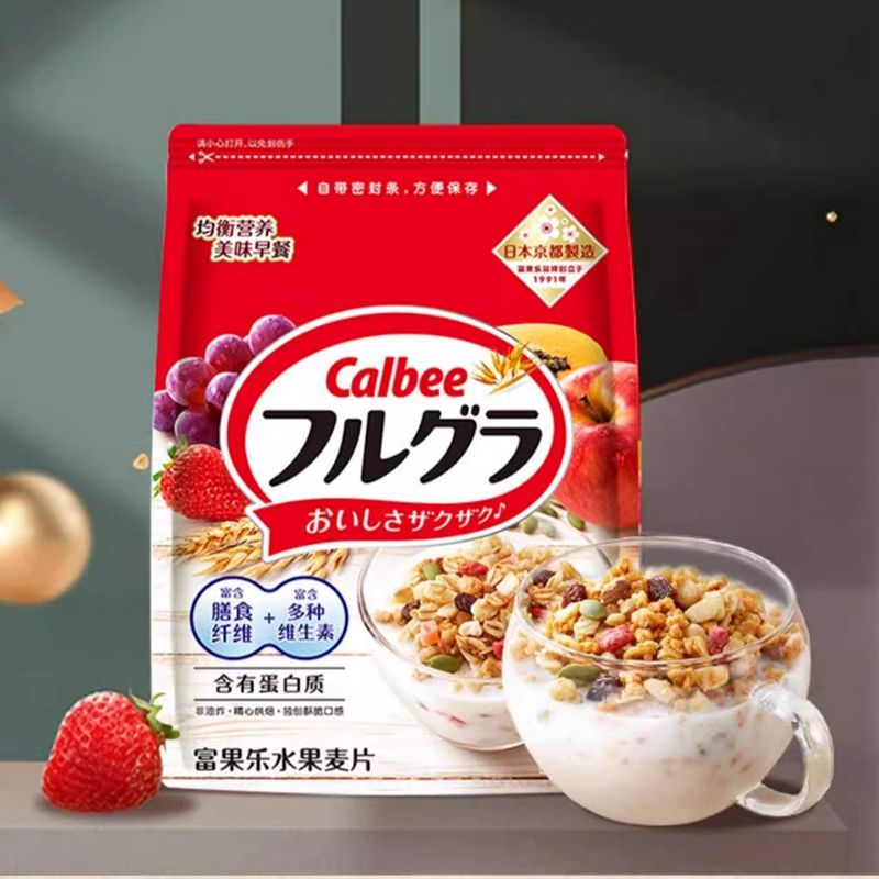 Calbee牌富果乐原味水果麦片减少糖便捷早餐即食谷物