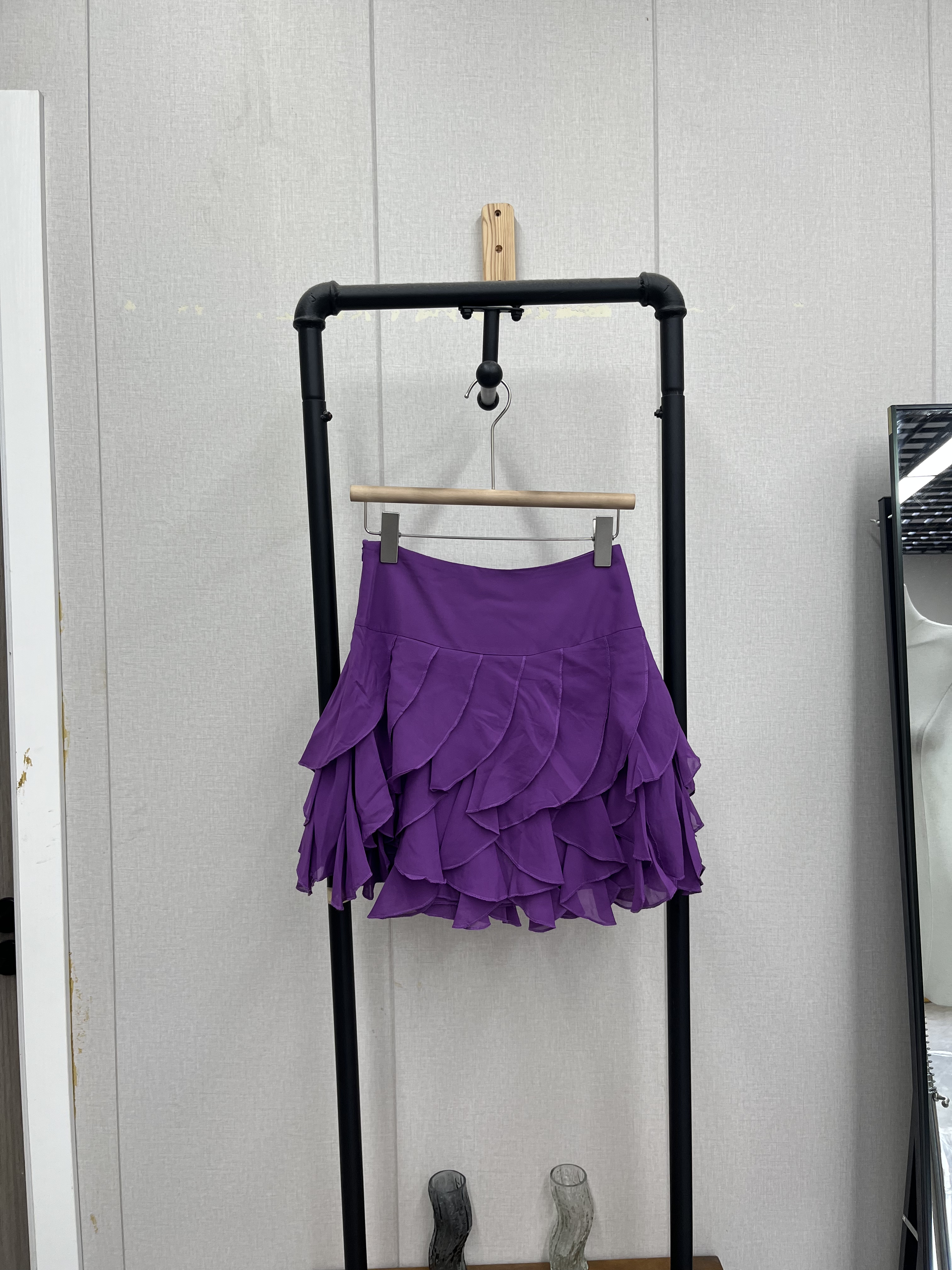 新款紫色荷叶百褶裙森系甜美气质可爱显瘦减龄款雪纺裙