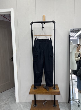 黑色工装裤高腰显瘦百搭裤脚魔术贴设计休闲百搭春夏