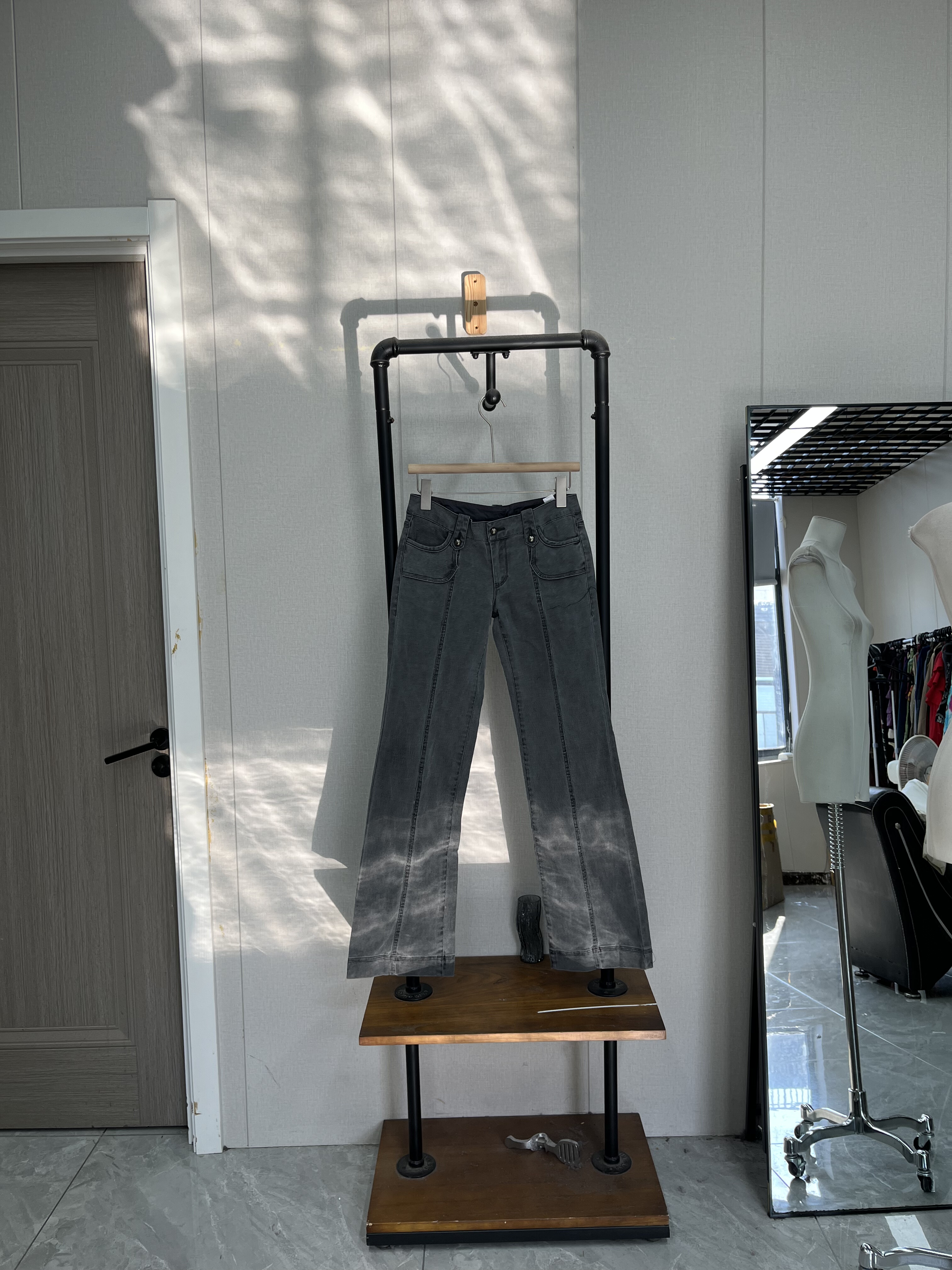 高品质阔腿裤中低腰工装裤深灰色微弹力春秋休闲款