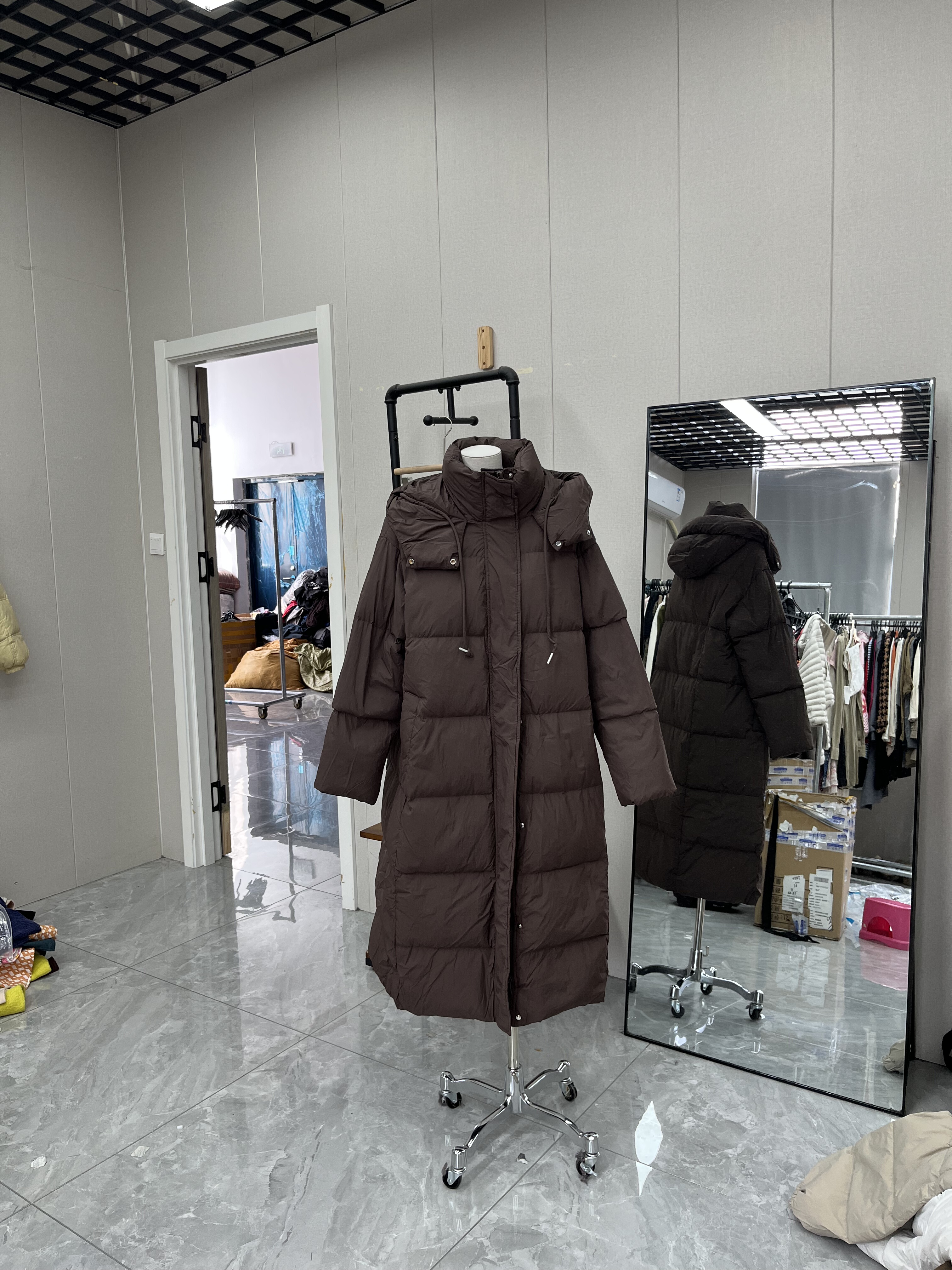 大长款保暖羽绒服复古棕色显白保暖一件过冬实拍厚实