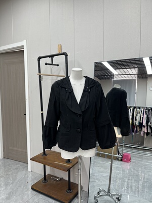 黑色呢料西服外套甜美修身气质通勤秋冬款高级休闲