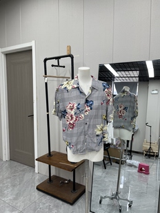 少女系列新款百搭复古格纹印花短袖衬衫上衣亲肤面料
