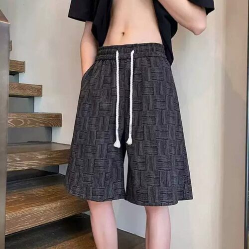美式格纹短裤男夏季外穿潮牌宽松沙滩裤男生休闲五分裤子格子新款