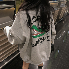 New style women's plush and baggy Korean version top cartoon printing long sleeve autumn winter coat