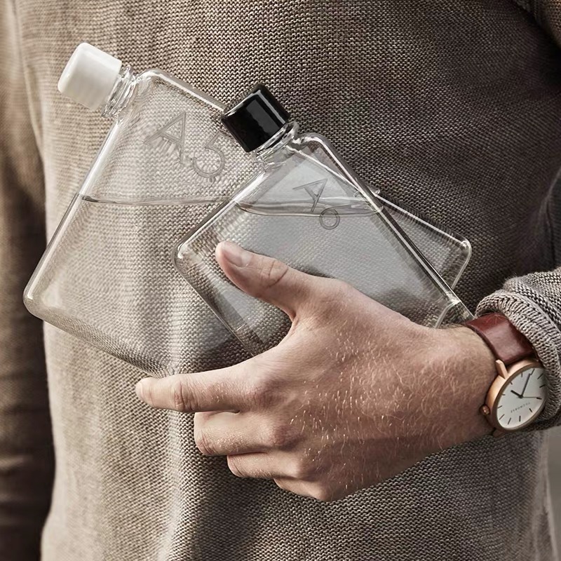 Memobottle扁平水壶创意潮流方形水瓶高颜值INS风小巧便携随手杯