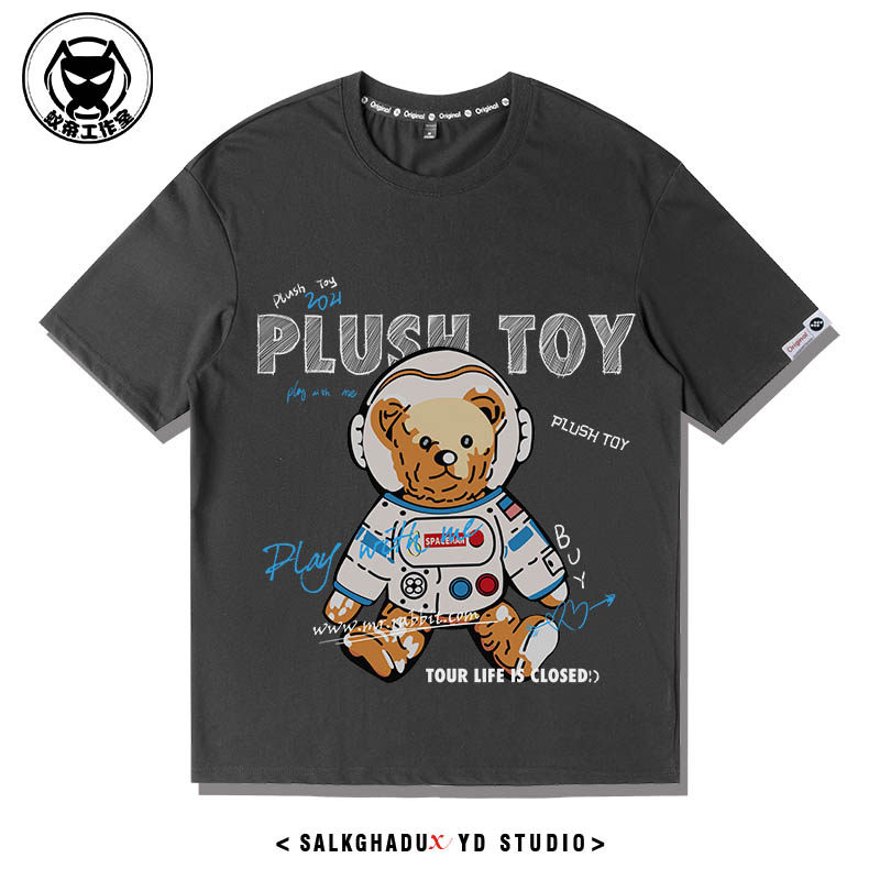 泰迪熊小熊T恤联名NASA短袖欧货2021夏季宋亚轩同款衣服半袖体恤