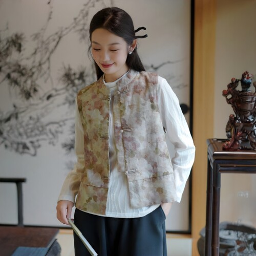 新中式女装2026秋冬季新款亚麻棉马甲女高端国风复古夹棉坎肩背心