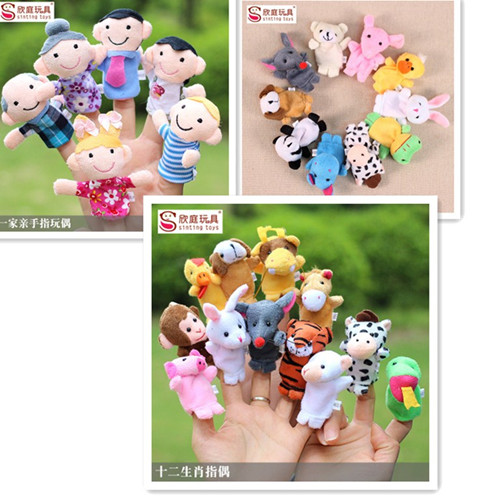 早教十二生肖小动物一家六口人手偶玩具手指玩偶讲故事的好玩具