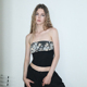 亮片刺绣钉珠网纱拼接抹胸上衣 AE30 Saint 撞色细闪收腰显瘦背心