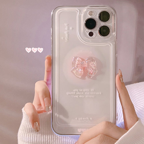 蝴蝶结适用iPhone17手机壳苹果18promax立体水晶11透明16代发少女