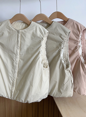 回忆森林日系甜美短款棉马夹女纯色无袖叠穿背心外套2022秋冬新品