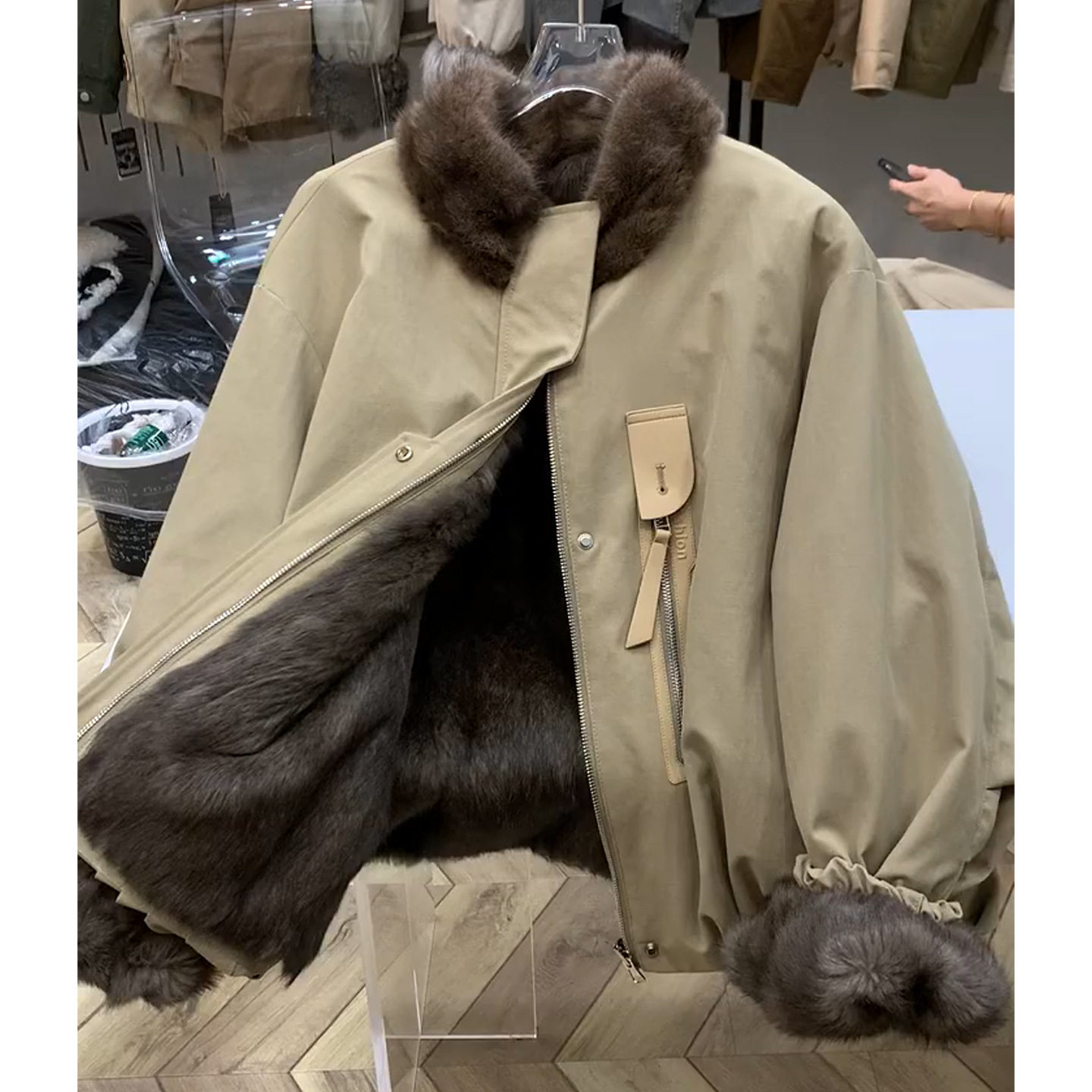 毛领仿紫貂内胆5冬季小个子短皮草加厚保暖毛毛外套派克服女