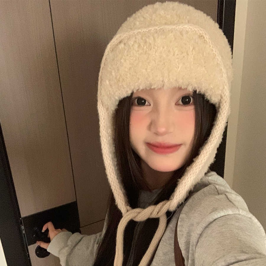 保暖防寒雷锋帽子女秋冬季加厚加绒护耳帽针织毛线帽巴拉克拉法帽