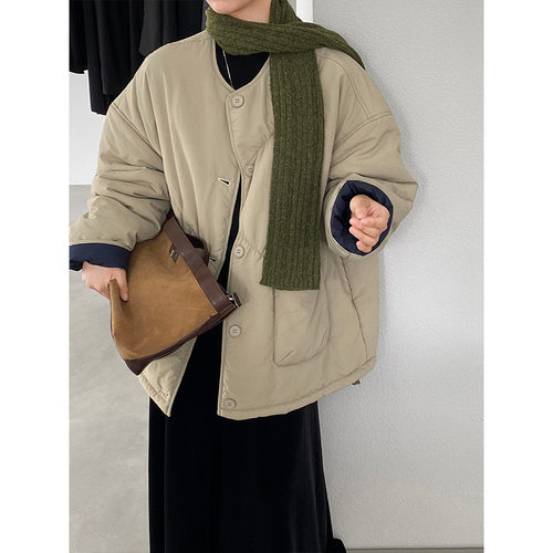 日系复古工装棉服25冬季夹棉加厚面包服外套女棉衣 6376