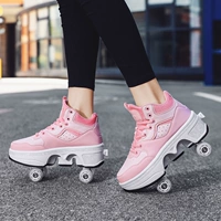 Розовые туфли Heely на четырех колесах DF06