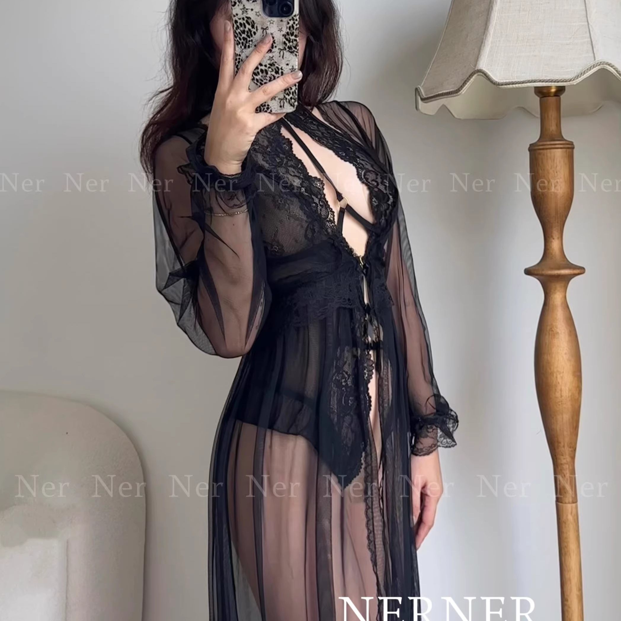 黑色魔法蕾丝透视内衣套装券后33.9元