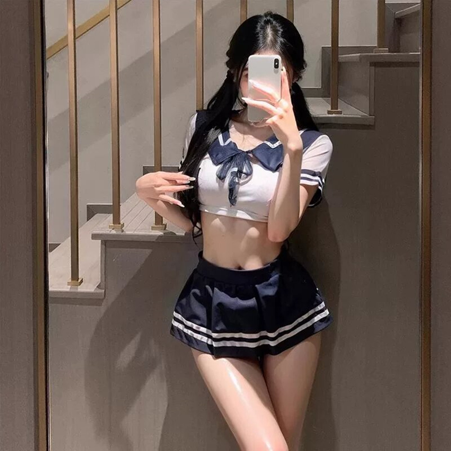 Litinv韩式休闲 捕梦独角兽 G02版型收腰女款修身V领水手短袖T恤