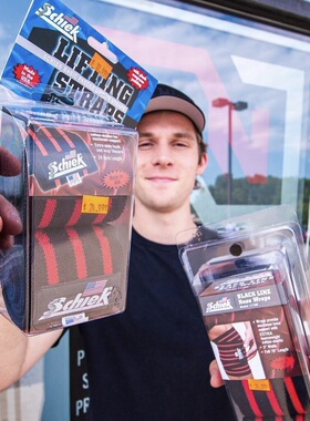 美国制造Schiek旭克男女健身护腕运动卧推CF运动双杠加厚弹力加长