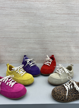 欧货2026新款磨砂皮厚底内增高休闲鞋女3cm低帮鞋圆头系带单鞋女