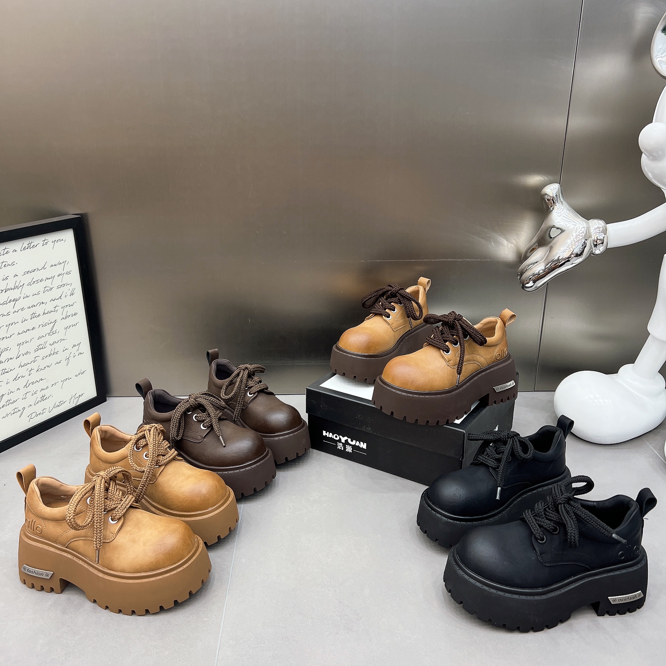 欧货2025新款真皮厚底松糕大头系带休闲低帮单鞋乐福鞋小皮鞋女鞋