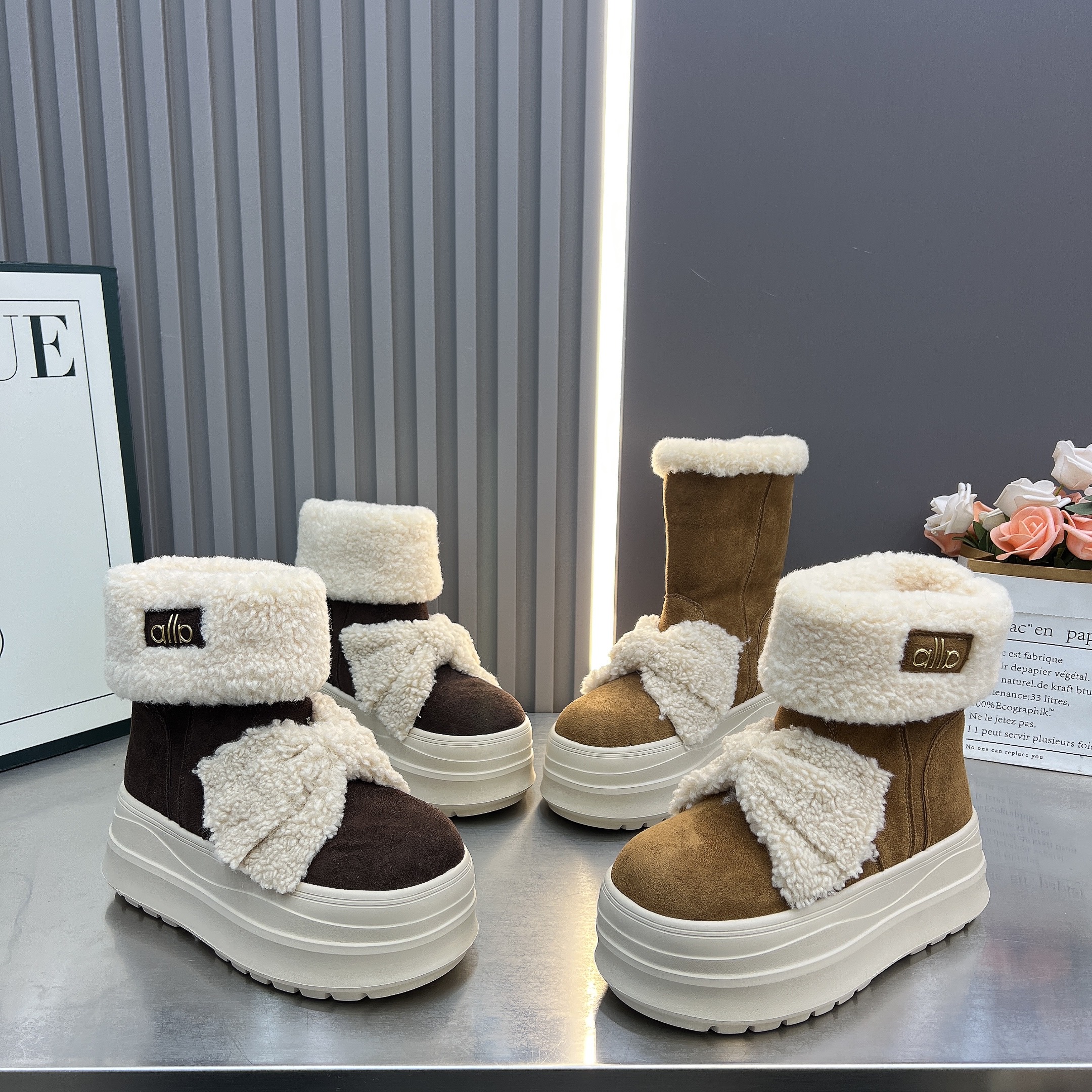 蝴蝶结厚底两穿短靴女2025新款6cm增高加绒棉鞋雪地靴套筒马丁靴