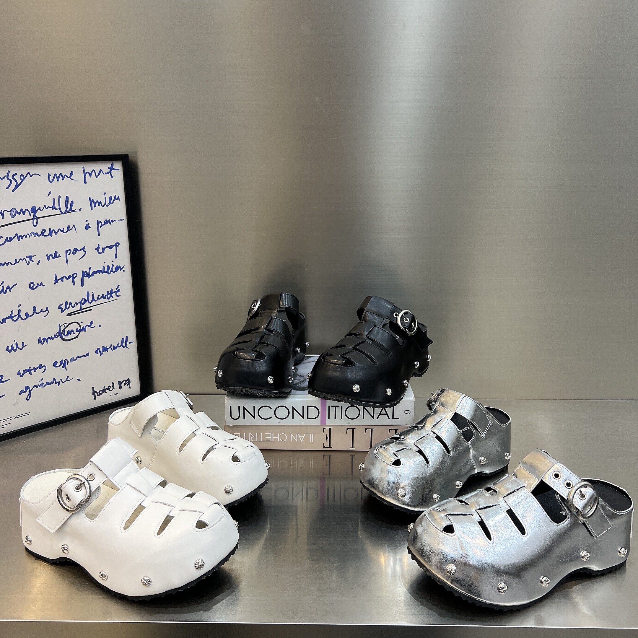 2026新款铆钉镂空包头半拖鞋女5cm厚底增高小个子凉鞋透气休闲鞋