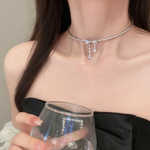 闪钻蝴蝶choker发箍项链两戴女款 轻奢小众设计高级感项圈颈链配饰
