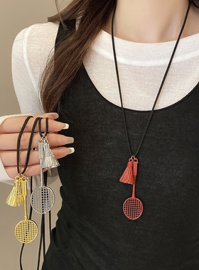 迷你羽毛球拍金属毛衣项链女