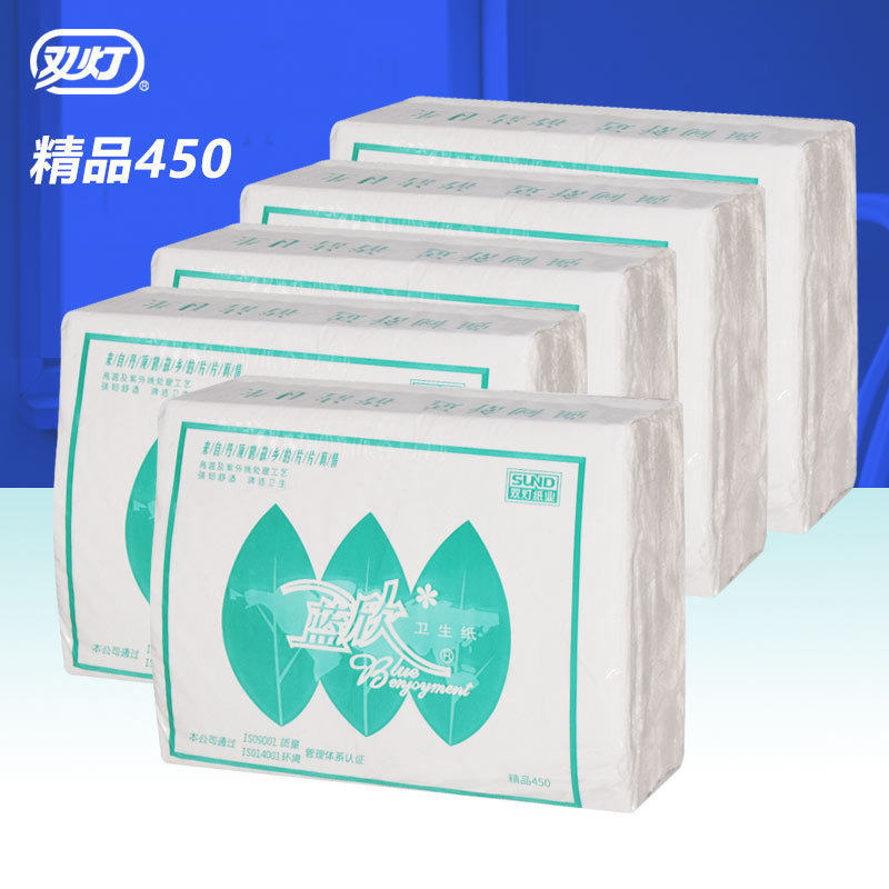 双灯蓝欣卫生纸精品450家用厕纸家庭268张平板厕所用方块老式草纸