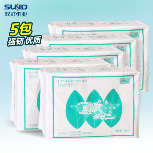 双灯蓝欣平板卫生纸5包厕纸实惠