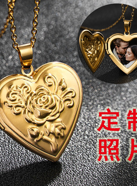 不锈钢吊坠项链照片防水不褪色女