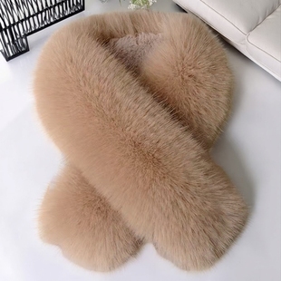 仿狐狸毛围巾女秋冬季韩版简约保暖加厚双面毛皮草围脖毛毛领子