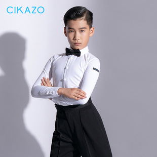 G7085 茜卡索 拉丁舞服男童专业比赛服规定服男生考级白色标准衬衫