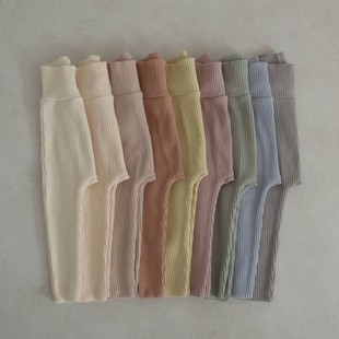 韩国进口婴幼童装纯色螺纹大PP打底裤春秋大弹力紧身裤子peekaboo