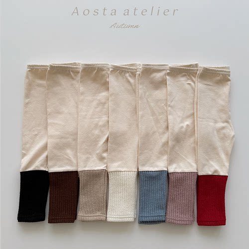 AOSTA纯棉打底裤拼接撞色裤子