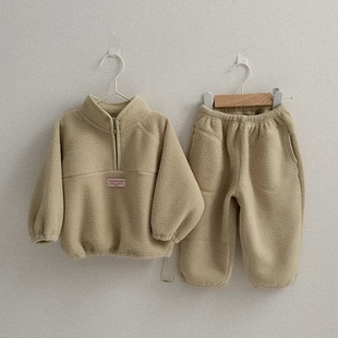 现货韩国进口婴幼童装加厚保暖摇粒绒卫衣裤子洋气套装MiniRobe