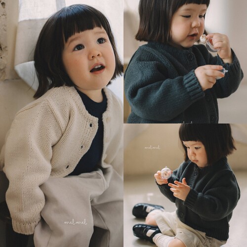现货韩国进口婴幼小童装秋冬款简约纯色森系针织毛衣外套MELMEL