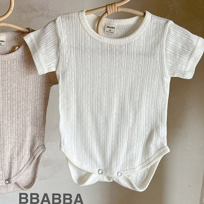 韩国进口新生婴儿超薄纯棉修身短袖爬服夏季镂空透气三角连体哈衣