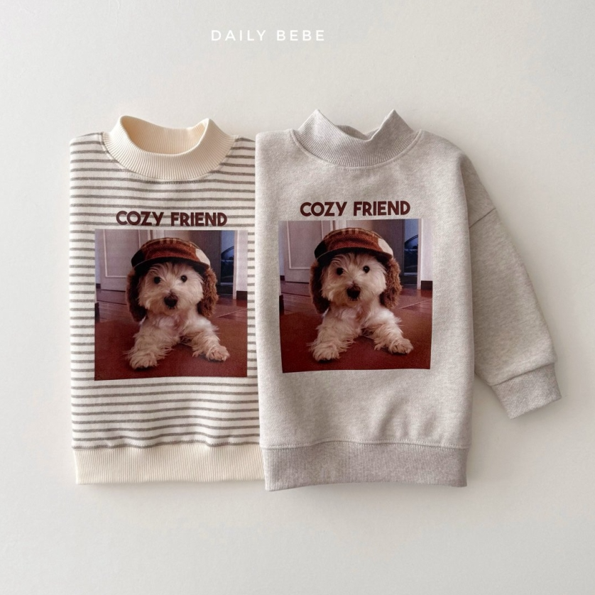 韩国进口婴幼童装卡通狗狗纯棉加绒高领卫衣韩版中长款套头上衣