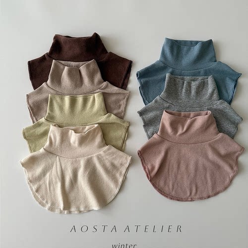 韩国纯棉假领儿童防风高领