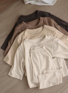 现货韩国进口婴幼童装简单舒服柔软家居服套装PEEKABOO宽松睡衣