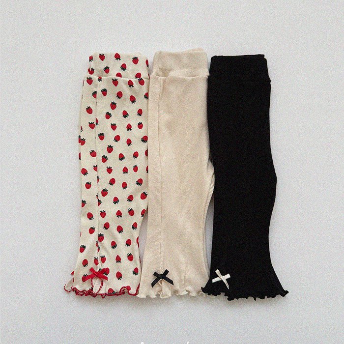 韩国进口婴幼童装柔软弹力可爱蝴蝶结喇叭裤春夏木耳边公主休闲裤