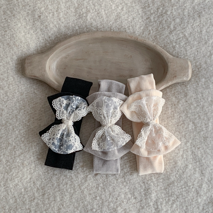 韩国进口可爱甜美蝴蝶结公主发带秋冬条绒蕾丝发箍发饰BebeHolic