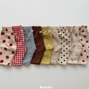 萝卜裤 春秋外穿长裤 AOSTA 纯棉波点百搭休闲裤 韩国进口婴幼童装