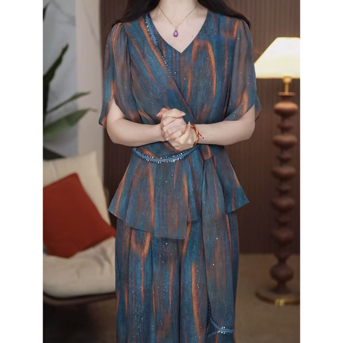 2026夏季宽松洋气遮肚子显瘦PMM套装裤时尚大码遮肉两件套裤女